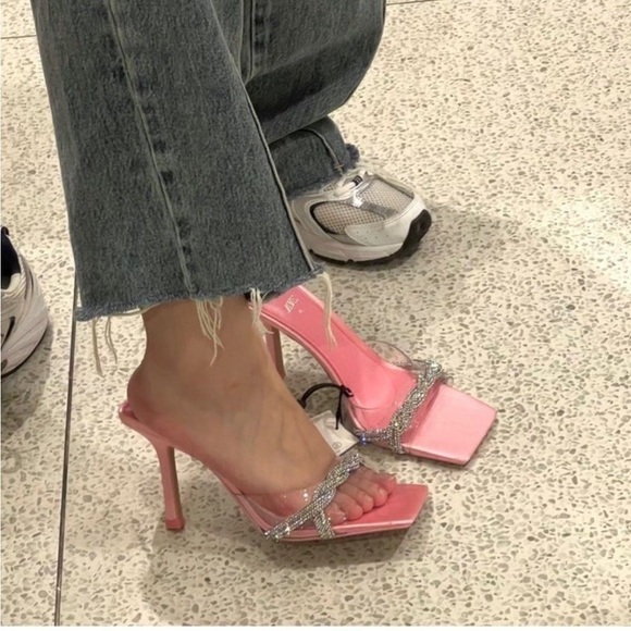 Zara women’s rhinestone Vinyl high heel sandals 1324/010 - Picture 12 of 16